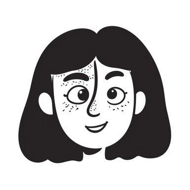 face split into two halves, one half realistic, other half art style sticker