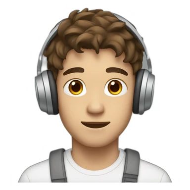 A 19 years Old boy with brown hair wearing headphones sticker