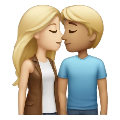 Girl with blonde ombré hair kissing a guy with brown hair  sticker