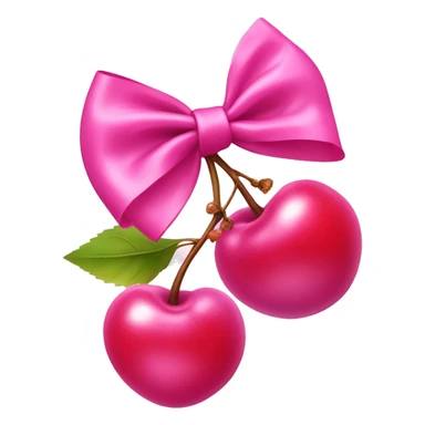 2 baby pink cherry’s with hot pink bows  sticker