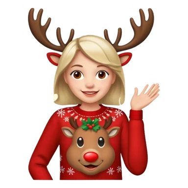 Emma with à reindeer Xmas jumper sticker