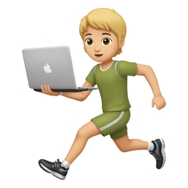 cute olive running holding a laptop sticker