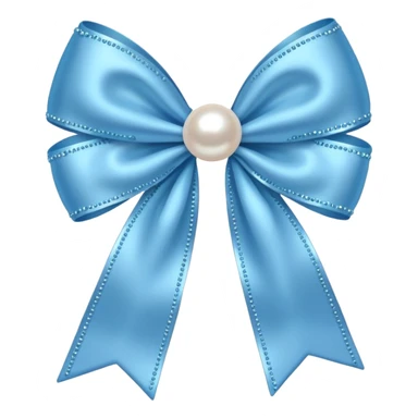 Soft blue bow with hanging pearl  sticker