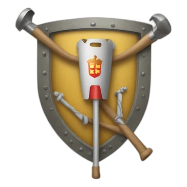 Crutches and super glue as a coat of arms sticker