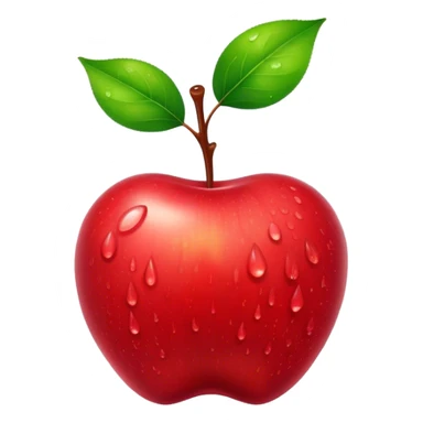 Cinematic Realistic Apple Emoji, Fresh and vibrant, with a crisp, red skin glistening with droplets of water. The smooth, shiny surface catches the light, while the green stem adds a natural touch. Soft glowing outline, capturing the essence of health, sweetness, and freshness in a crisp apple! sticker