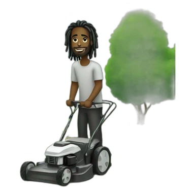 Dark Black man with dreads mowing sticker