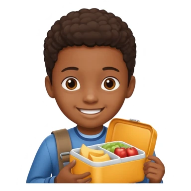 black child with lunchbox sticker