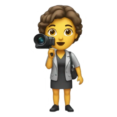 journalist with full body holding a micro at her mouth sticker