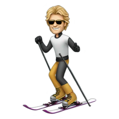 Johnny halliday on skis sticker