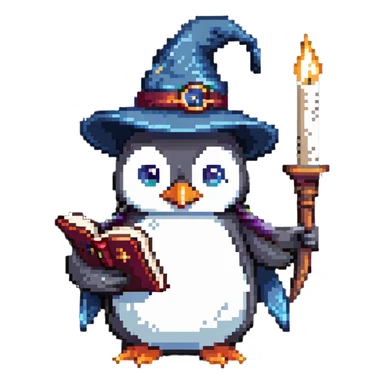 penguin wizard with spell book sticker