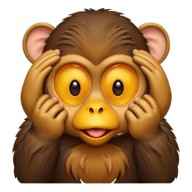 I want duck 🦆 emoji and monkey 🐒 emoji mashed together making a monkeyduck covering his eyes see no evil sticker
