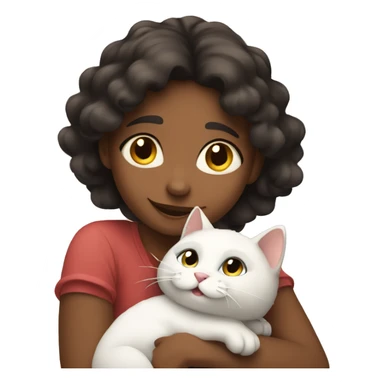 A girl hugging her cat and being happy sticker