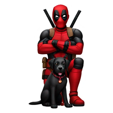 Deadpool holding black lab sticker