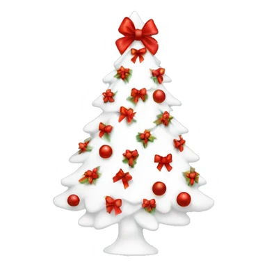 Aesthetic white Christmas tree with a red bow  sticker