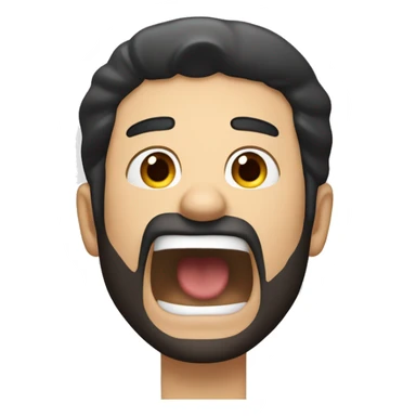 a caucasian guy with black hair and beard screaming with his hands up sticker