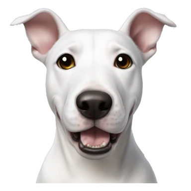 white bull terrier with black ears and a black spot on the eye sticker