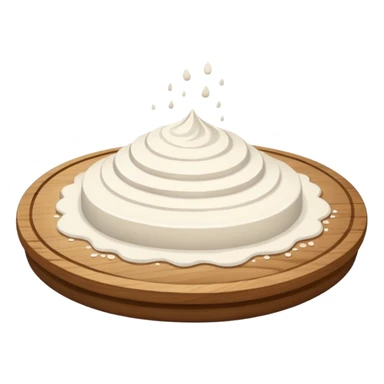 pour flour on circular wooden plate with curved edges sticker