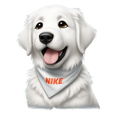 Great Pyrenees puppy with Nike sticker