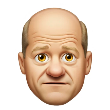 photorealistic Olaf Scholz embarrassed, guiltily shrugs sad sticker