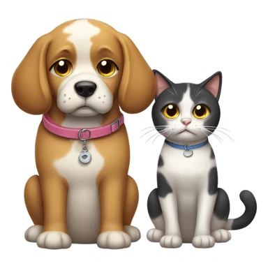 sad-dog-and-cat-with-collars sticker