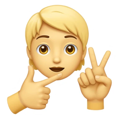 a yayayoyo style face and hand emoji pointing to question and answer  sticker
