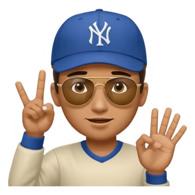 Cool hip guy with NY baseball cap and sunglasses flipping someone off sticker