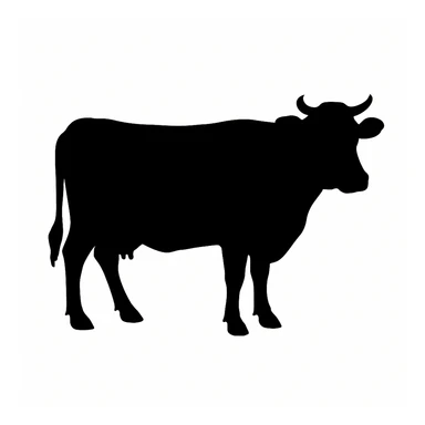 Cow black silhouette white background sticker