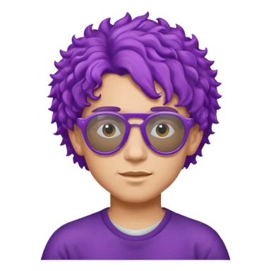 purple haired, curly haired boy with sunglassess sticker