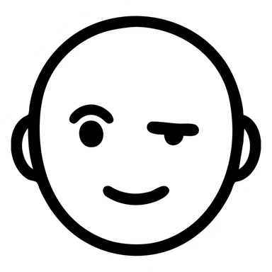 outlined black icon of a face with one eye slightly squinting indicating a micro expression sticker