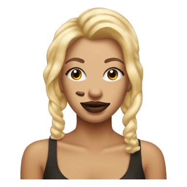 Poop emoji caked in makeup with ugly blonde hair  sticker