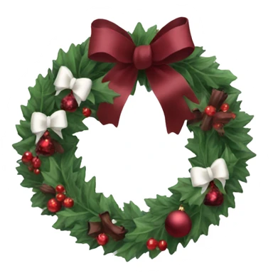 Wine red Christmas wreath with white bow sticker