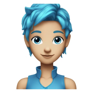 bloom winx fairy with rad hair and blue eyes and in blue shirt with wings  sticker