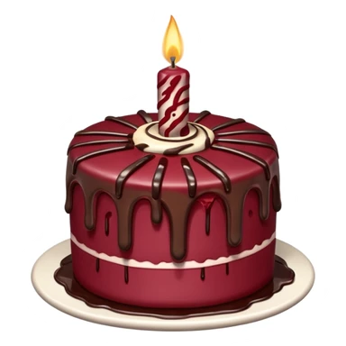 Maroon  cake with candle melting  sticker