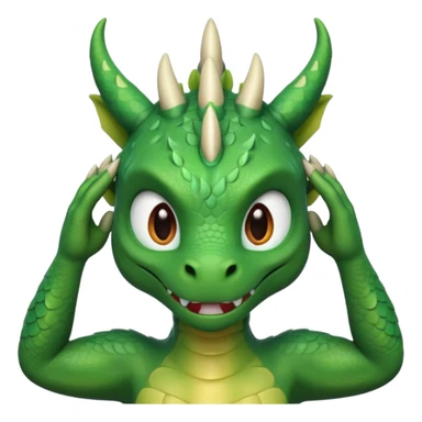 Draw a dragon that has his hands over his head (confused?) like psyduck and a head tilted sticker