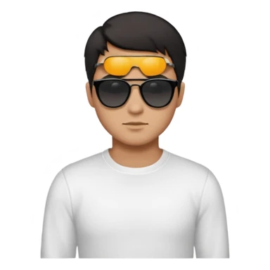 Парень в белом лонгсливе и черных очках с короткой стрижкой на бок темные волосы sticker