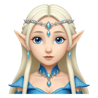 elf princess with pointy ears, white skin, silverblond hair with jewellery, blue eyes sticker