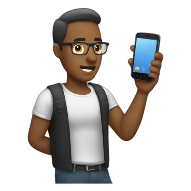 A man talks to his mobile phone sideways sticker