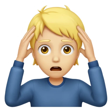 Shocked face hands on head 2d yellow face  sticker