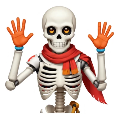 Papyrus from Undertale, tall skeleton with a red scarf, white body armor, orange-red gloves, enthusiastic expression sticker