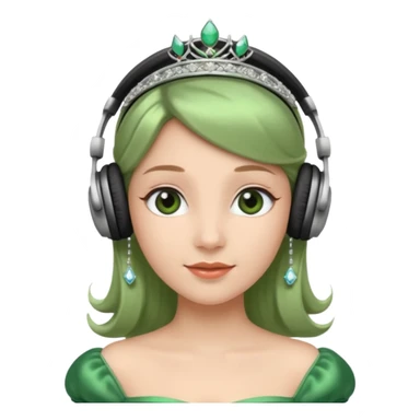 princess with headphones tiara and green dress sticker