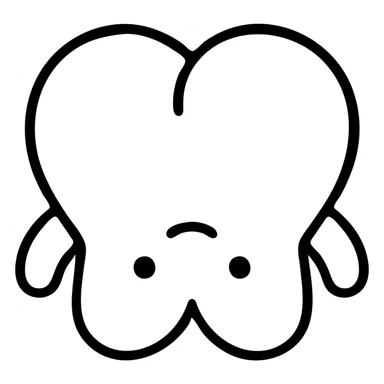 A cute mascot of heart-shaped butt cheeks upside down, with simple facial features, displayed upside down. Minimalist outline style. sticker
