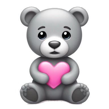 Grey teddy bear with pink heart  sticker