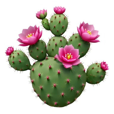 Isolated Prickly pear cactus with pink flowers sticker