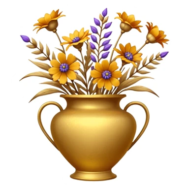 dried flowers in a golden vase sticker