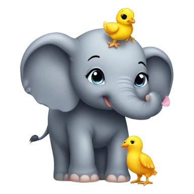 baby elephant and baby chick sticker