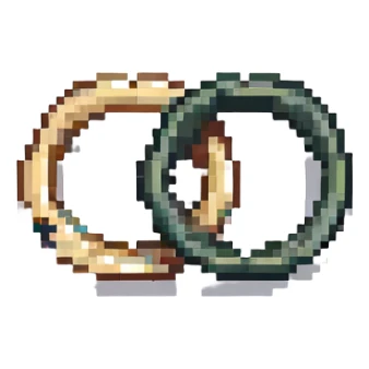 two interlocked wedding rings pixel art style sticker