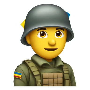 soldier with Ukrainian flag sticker