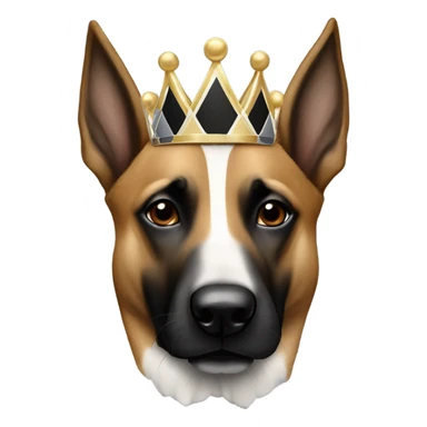 A malinois harlequin color with a crown on his head sticker