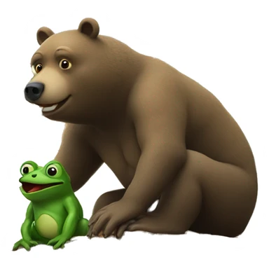 bear eating a frog on top of a house sticker