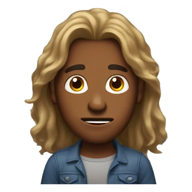 brown skin man with long hair shock face  sticker